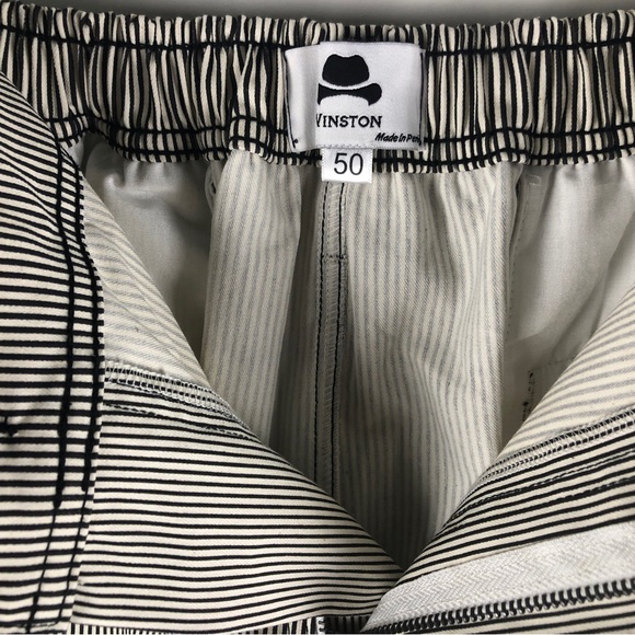 Winston Box Men Shorts Black BlackWhite Stripe Elastic Back Waist Short Sz 50 - Picture 9 of 10